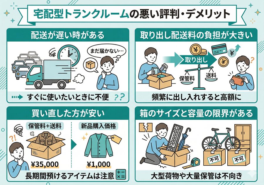 宅配型トランクルームの悪い評判・デメリット