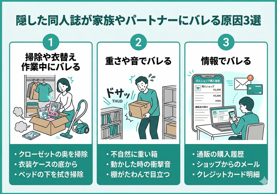 隠した同人誌が家族やパートナーにバレる原因
