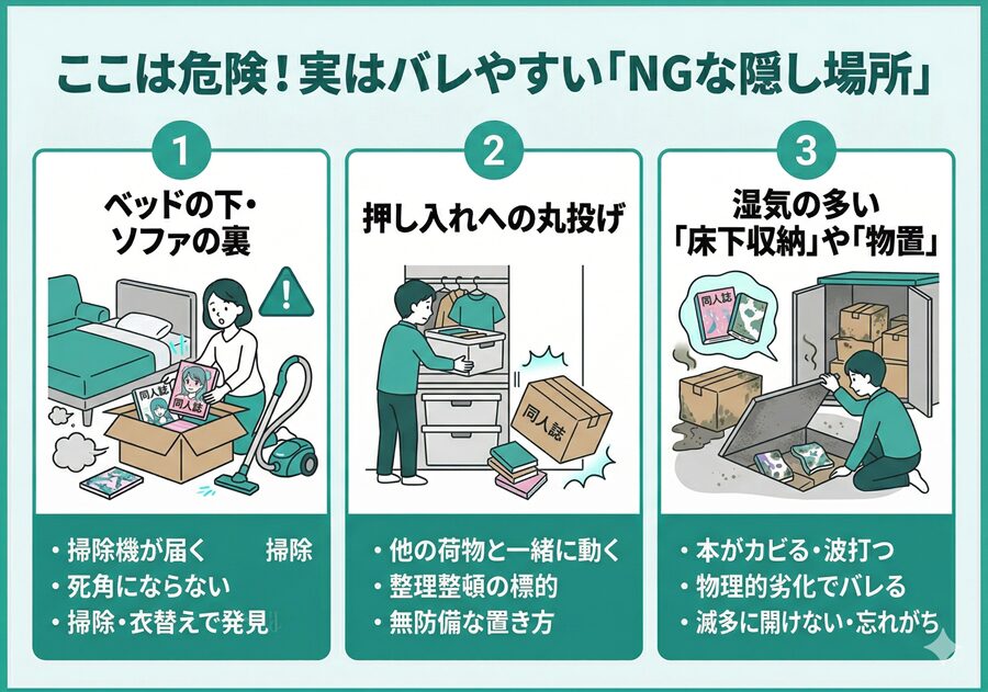 同人誌を隠してはいけないNGな場所