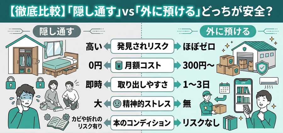 同人誌隠すなら家で隠し通すvs外に預ける どっちが安全?