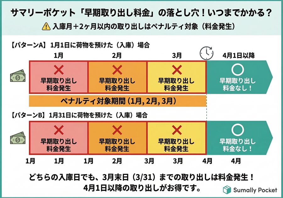サマリーポケットの早期取り出し料金が発生する期間