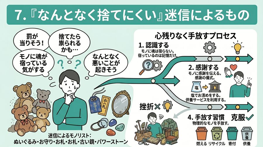 断捨離できない理由：「なんとなく捨てにくい」迷信によるもの