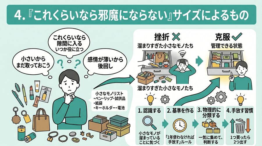 断捨離できない理由：「これくらいなら邪魔にならない」サイズによるもの